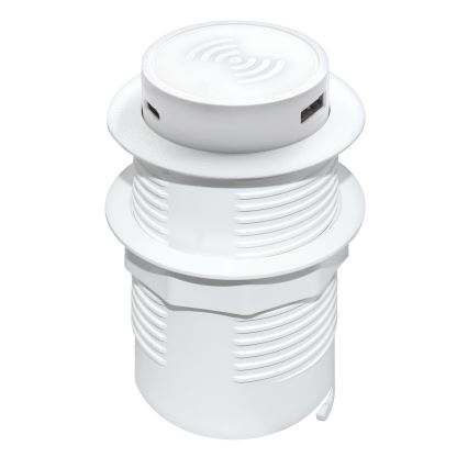 Vgradni brezžični polnilec + USB A+C bela