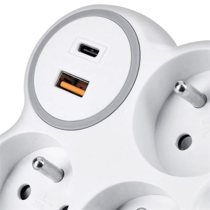 Razdelilec 3x 16A + hitri USB A+C polnilec 20W