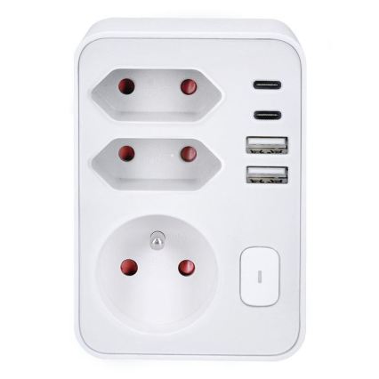 Večvtičnica 1x16A+2x 2,5A z 2xUSB A+C polnilcem bela