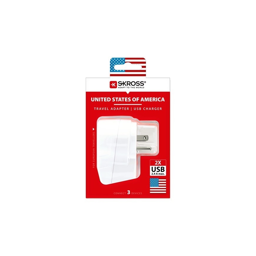 Potovalni adapter za ZDA 230V + 2x USB