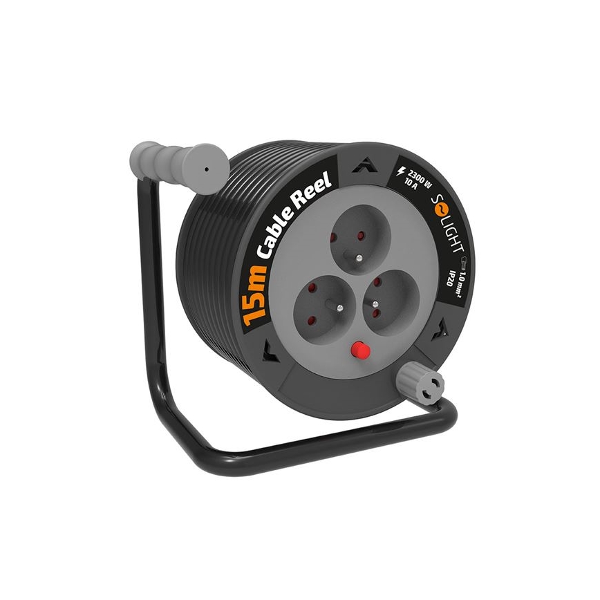 Podaljšni kabel na kolutu, 3 vtičnice, 12 m