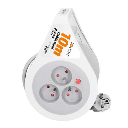 Podaljšni kabel na kolutu, 3 vtičnice, 10 m