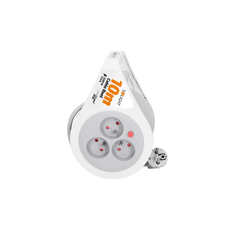 Podaljšni kabel na kolutu, 3 vtičnice, 10 m