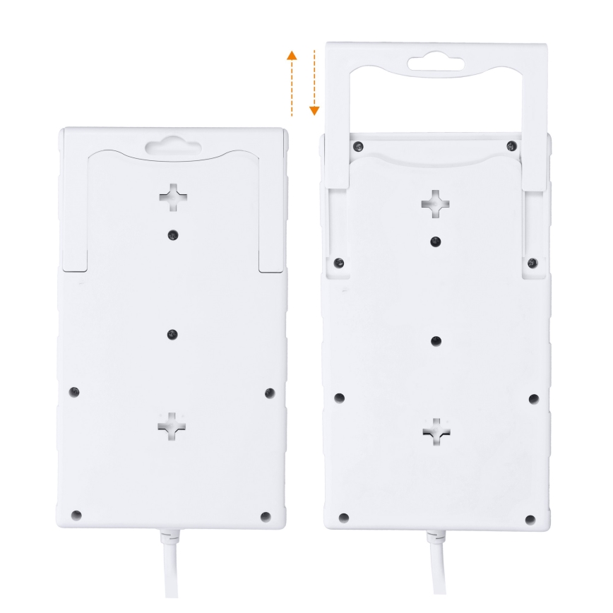 Podaljšni kabel s stikalom, 8 vtičnic, Tip E + 1x USB-A + 1x USB-C, 2 m, bela
