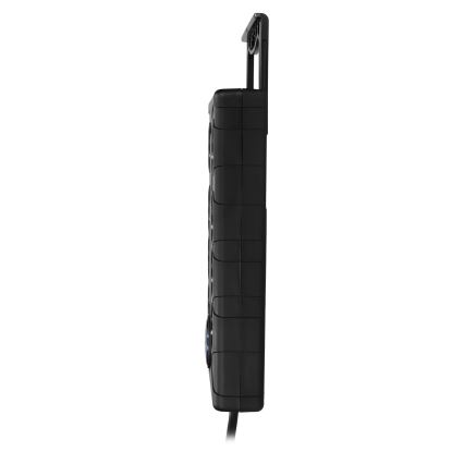 Podaljšni kabel z vklopnim stikalom, 8 vtičnic, tip E + 1xUSB-A + 1xUSB-C, 2m, črna