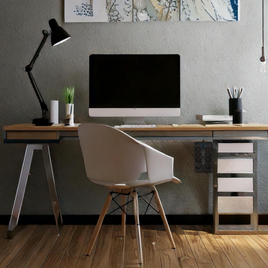 Podaljšni kabel s stikalom in prenapetostno zaščito 8 vtičnic tip E + 1xUSB-A + 1xUSB-C 2m črn