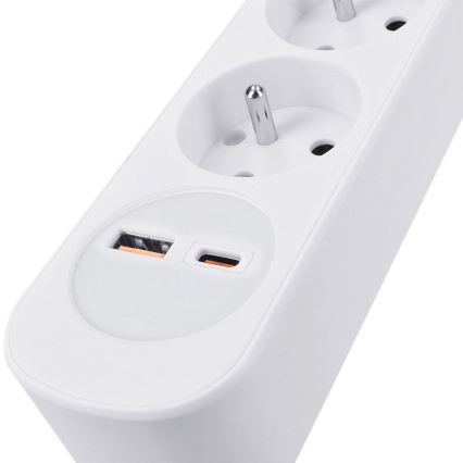 Podaljšni kabel s stikalom, 3 vtičnice in USB-A/USB-C polnjenjem, 5 m