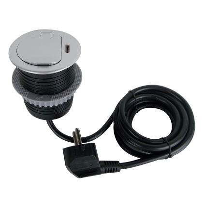 Namizna vtičnica 1x230V + USB-C Power Delivery srebrna/črna