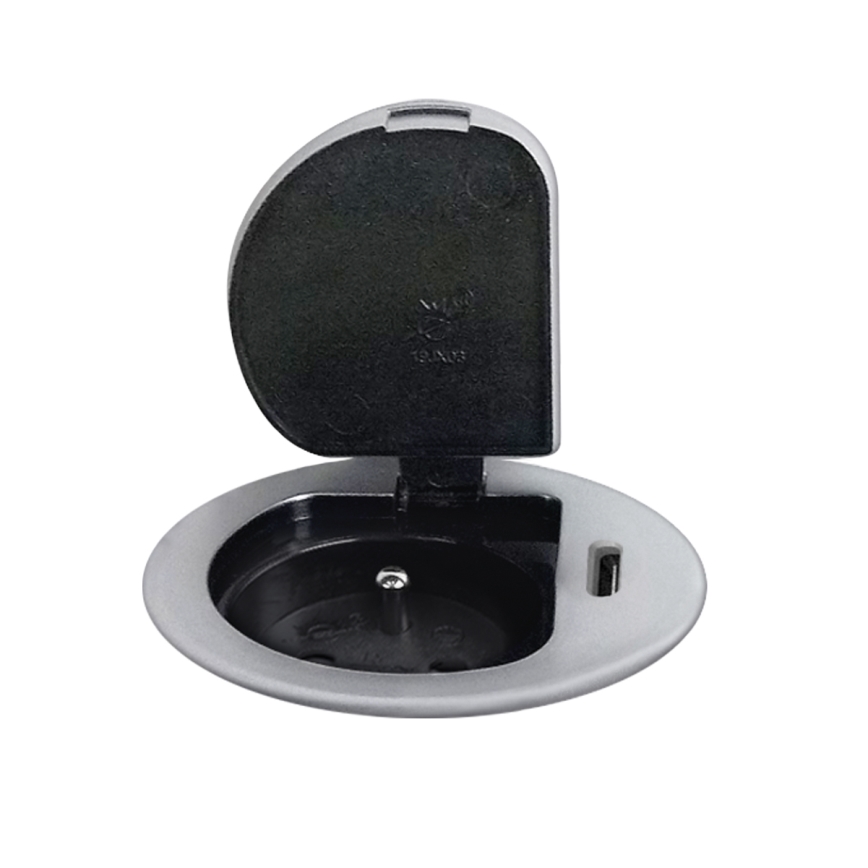 Namizna vtičnica 1x230V + USB-C Power Delivery srebrna/črna