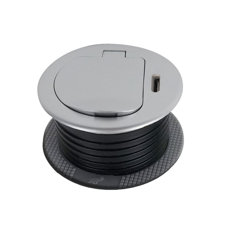 Namizna vtičnica 1x230V + USB-C Power Delivery srebrna/črna