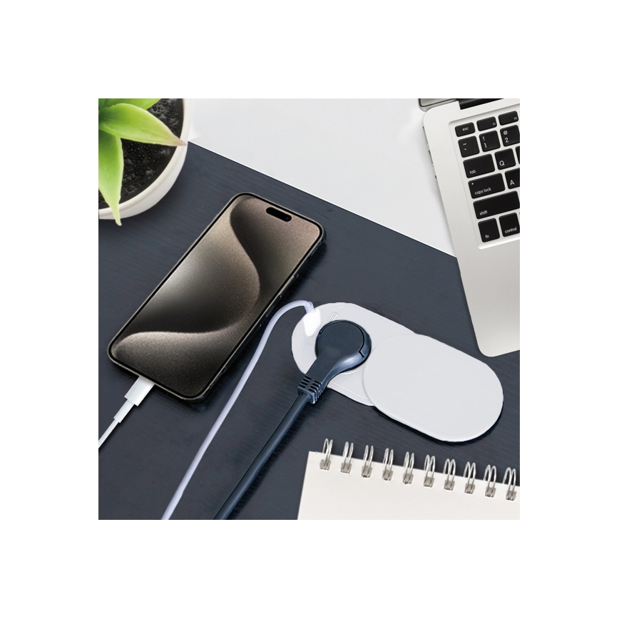 Vgradna vtičnica 20W, 1 vtičnica + USB A+C, bela