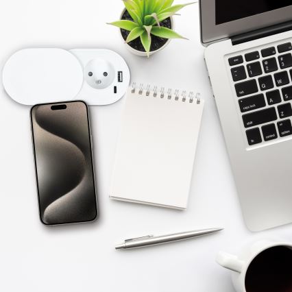 Vgradna vtičnica 20W, 1 vtičnica + USB A+C, bela