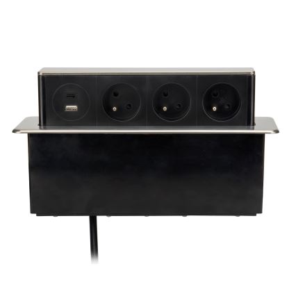 Stolp z vtičnicami za namizno ploščo 3x230V + USB-A + USB-C