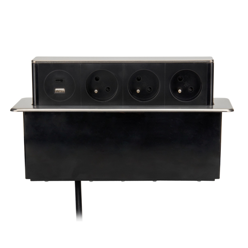 Stolp z vtičnicami za namizno ploščo 3x230V + USB-A + USB-C