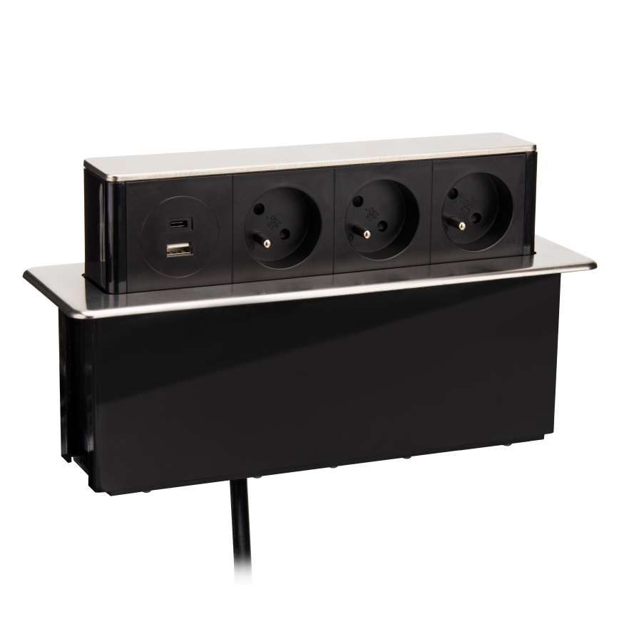 Namizna vtičnica 3x230V + USB-A + USB-C