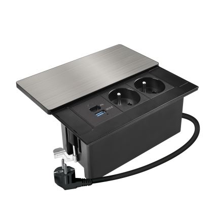 Vgradna vtičnica z 20W brezžičnim polnjenjem, 2 vtičnici + USB-A + USB-C