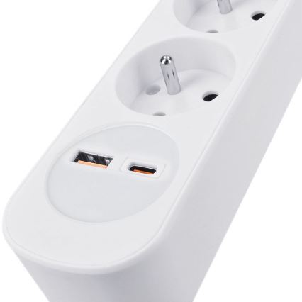 Podaljšni kabel 3 m s stikalom, 5 vtičnicami in USB A+C polnjenjem