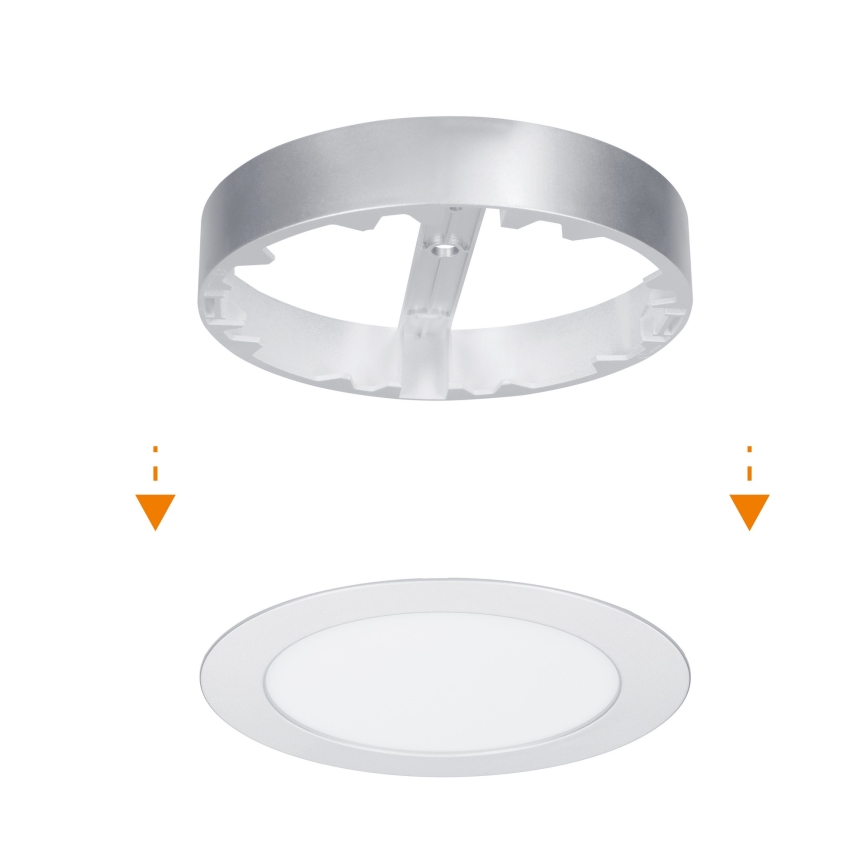 LED površinski/vgradni panel 2 v 1 LED/12W/230V 3000/4000/6000K, premer 17 cm, IP54, srebrn