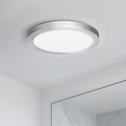 LED panel 2 v 1 za površinsko ali vgradno montažo 18W/230V 3000/4000/6000K premer 22,5 cm IP54 srebrna