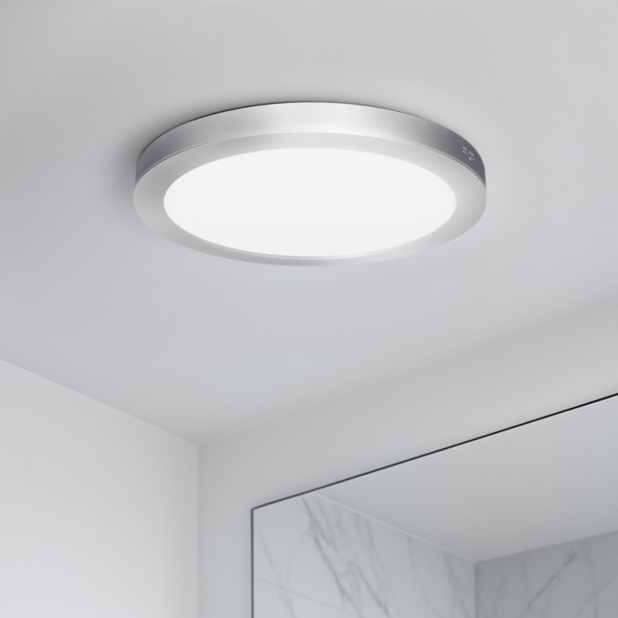 LED panel 2 v 1 za površinsko ali vgradno montažo 18W/230V 3000/4000/6000K premer 22,5 cm IP54 srebrna