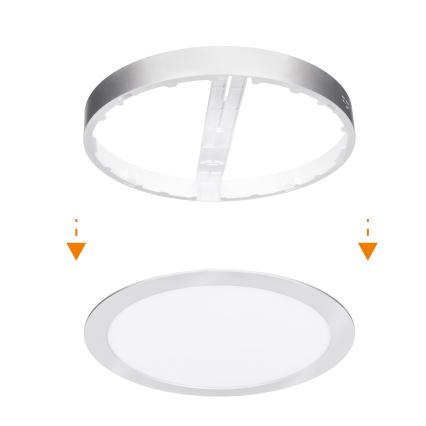 LED panel 2 v 1 za površinsko ali vgradno montažo 18W/230V 3000/4000/6000K premer 22,5 cm IP54 srebrna