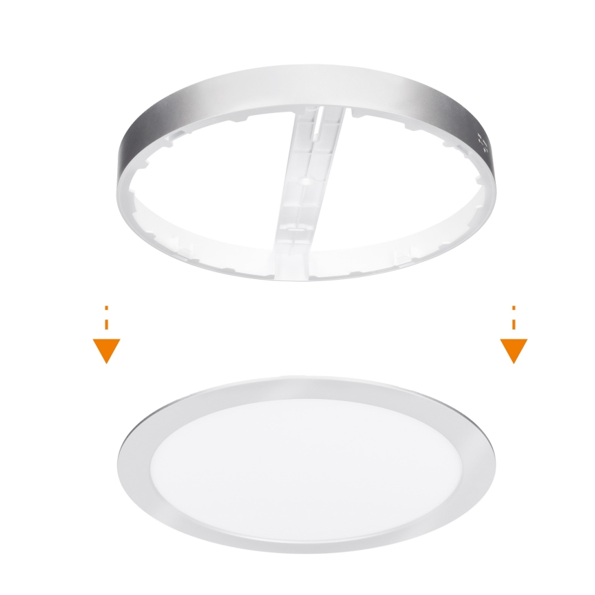 LED panel 2 v 1 za površinsko ali vgradno montažo 18W/230V 3000/4000/6000K premer 22,5 cm IP54 srebrna