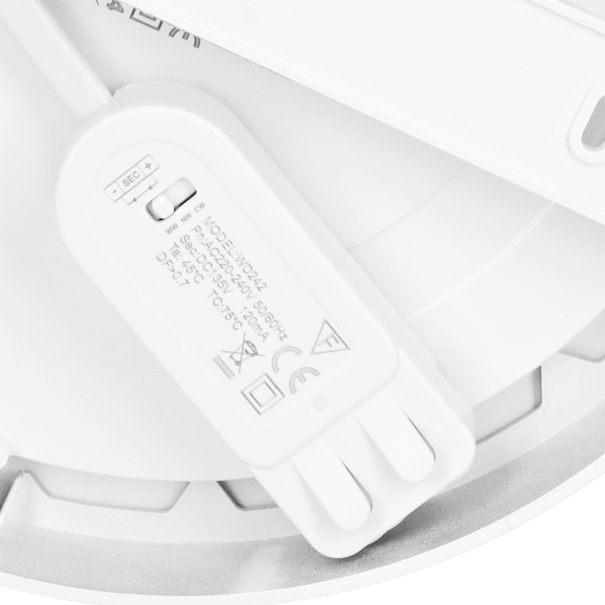 LED nadometni/vgradni panel 2 v 1, 18 W/230 V, 3000/4000/6000 K, premer 22,5 cm, IP54, bela