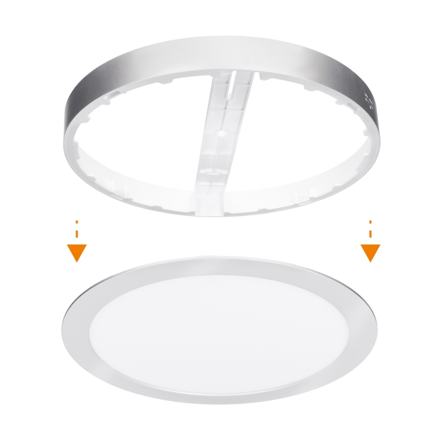 LED površinski/vgradni panel 2 v 1, 24 W/230 V, 3000/4000/6000 K, premer 30 cm, IP54, srebrna