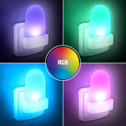 LED RGB Orientacijska svetilka v vtičnico s senzorjem mraka LED/0,5W/230V