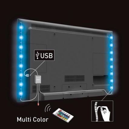 KOMPLET 2x LED RGB Trak za TV z daljinskim upravljalnikom IP65 LED/USB 50cm