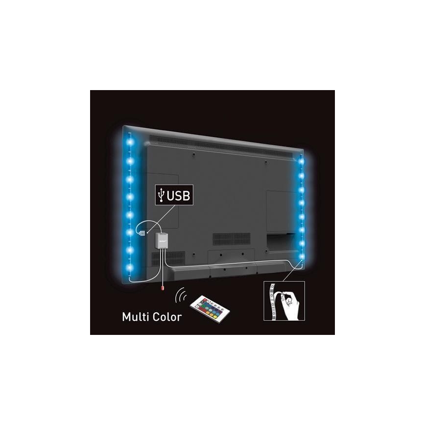 KOMPLET 2x LED RGB Trak za TV z daljinskim upravljalnikom IP65 LED/USB 50cm