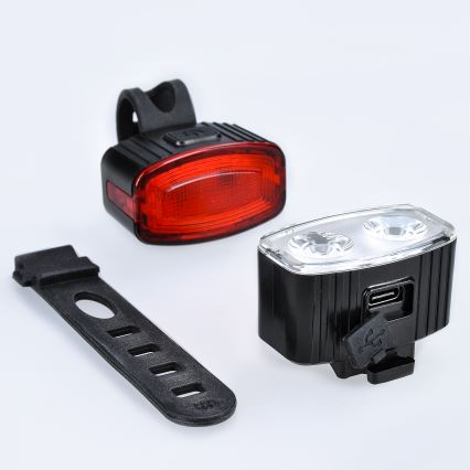 Solight WN47-SET 2x LED Zatemnitvna polnilna kolesarska luč 350mAh IP44 rdeča/bela
