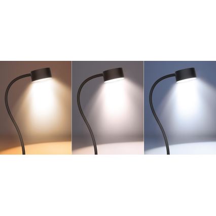 LED Zatemnitvena fleksibilna polnilna namizna svetilka s sponko LED/2W/1800 mAh 3000/4000/6500K črna