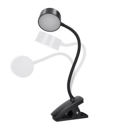 LED Zatemnitvena fleksibilna polnilna namizna svetilka s sponko LED/2W/1800 mAh 3000/4000/6500K črna