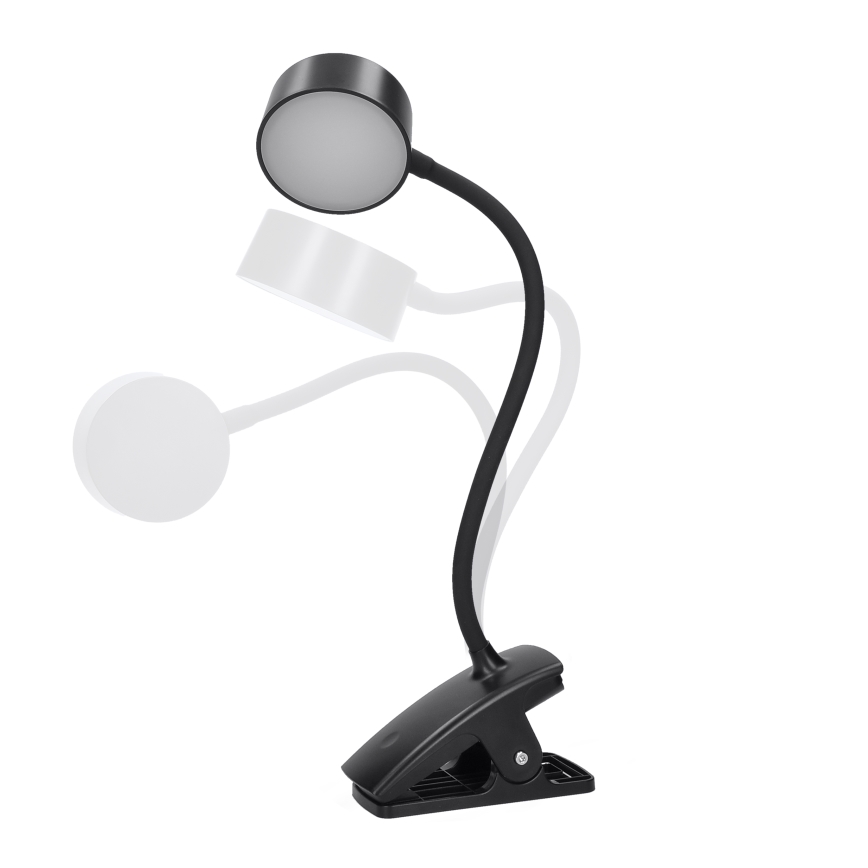 LED Zatemnitvena fleksibilna polnilna namizna svetilka s sponko LED/2W/1800 mAh 3000/4000/6500K črna