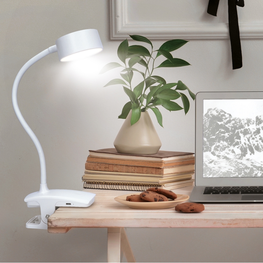 LED Zatemnitvena fleksibilna polnilna namizna svetilka s sponko LED/2W/1800 mAh 3000/4000/6500K bela