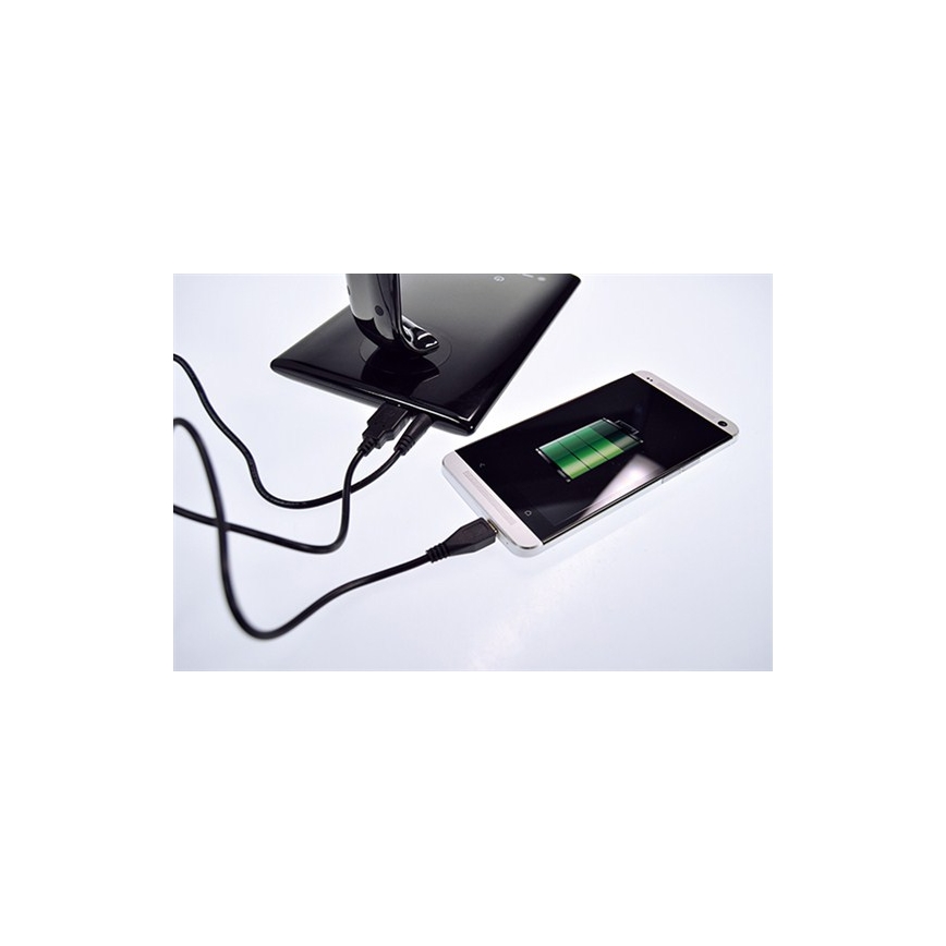 LED Namizna zatemnitvena svetilka z USB priključkom LED/12W/230V črna