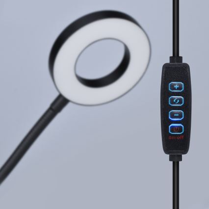 LED Zatemnitvena namizna svetilka s sponko LED/8W/230V 3000/4000/5000K črna