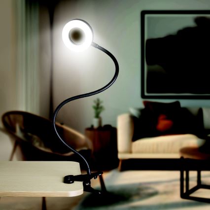 LED zatemnjiva namizna svetilka s sponko LED/8W/230V 3000/4000/5000K črna