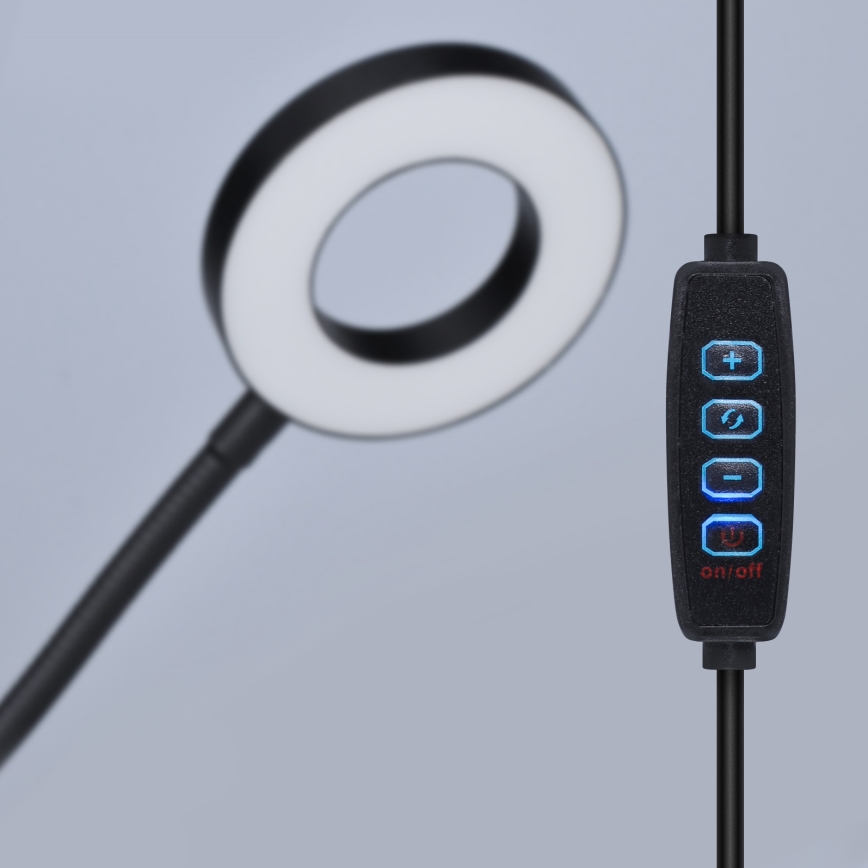 LED zatemnjiva namizna svetilka s sponko LED/8W/230V 3000/4000/5000K črna