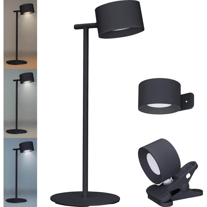 Solight WO68-B-LED Zatemnitvena polnilna svetilka 3v1 LED/4W/2000 mAh 3000/4000/6500K črna