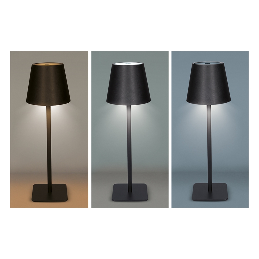 LED polnilna namizna svetilka LUCCA, na dotik, z nastavljivo svetlostjo, 3,7V 3000/4000/6500K 2000 mAh črna