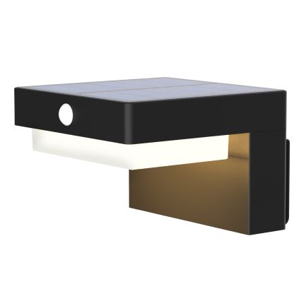 LED Solarna stenska svetilka z motion in dusk senzor PALERMO LED/5W/2000 mAh IP54 črna