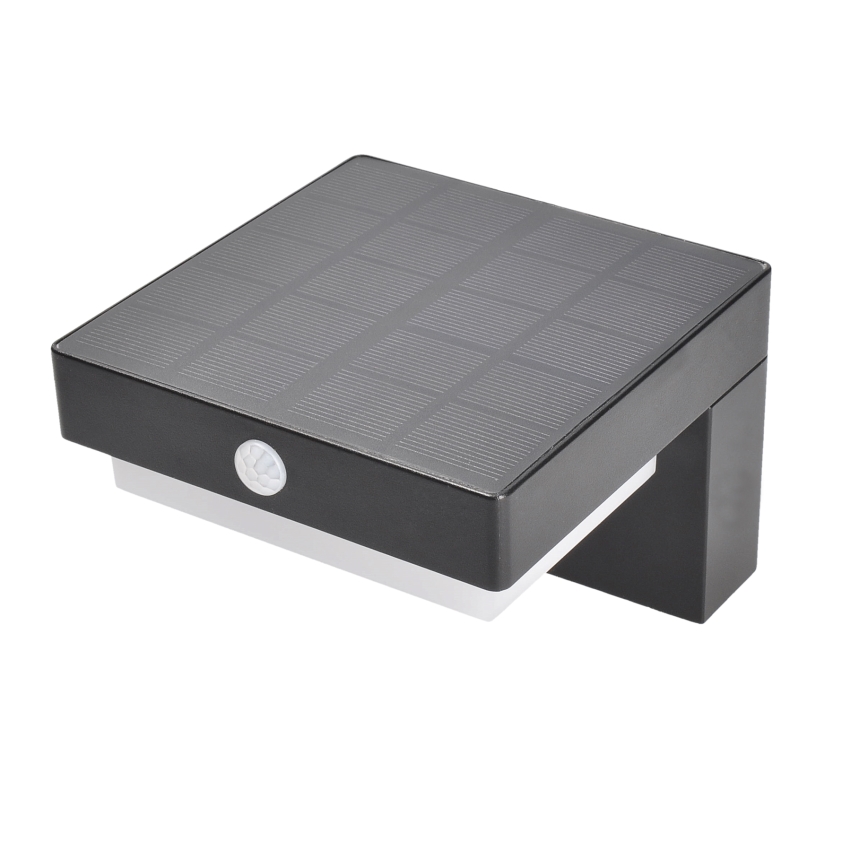 LED Solarna stenska svetilka z motion in dusk senzor PALERMO LED/5W/2000 mAh IP54 črna