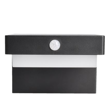 LED Solarna stenska svetilka z motion in dusk senzor PALERMO LED/5W/2000 mAh IP54 črna
