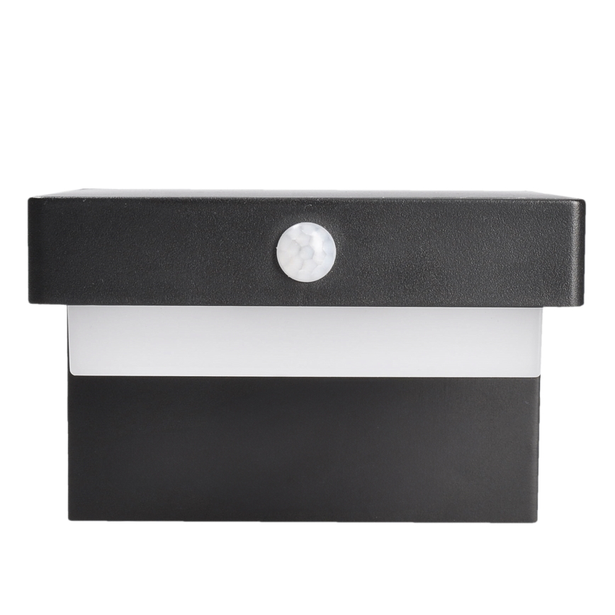 LED Solarna stenska svetilka z motion in dusk senzor PALERMO LED/5W/2000 mAh IP54 črna