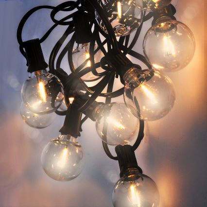 LED zunanji dekorativni niz luči GIRLANDA 25xE12 20 m IP44 topla bela