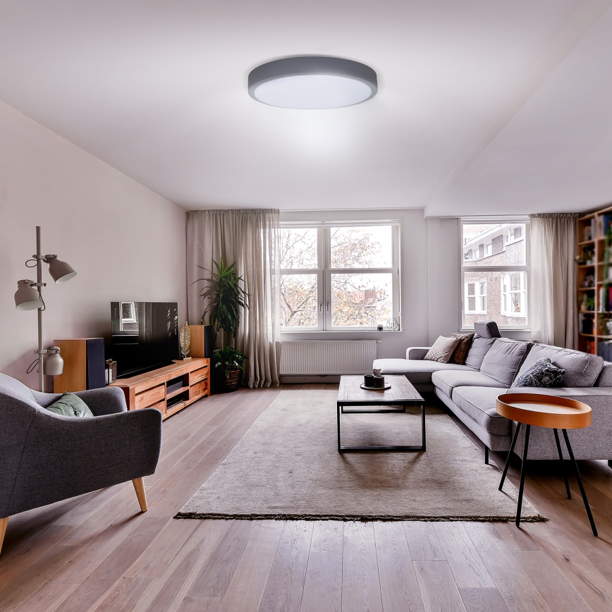 LED Zatemnitvena stropna svetilka GREY LED/60W/230V 3000-6500K siva pr. 49 cm + Daljinski upravljalnik