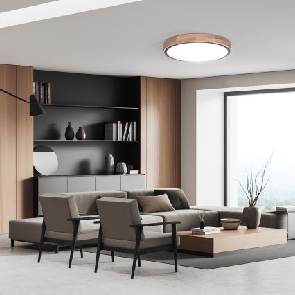 LED Zatemnitvena stropna svetilka IRON OAK LED/48W/230V 3000-6500K hrast pr. 40 cm + Daljinski upravljalnik