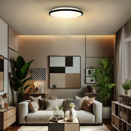 LED Zatemnitvena stropna svetilka JAMIL LED/48W/230V 3000-6500K črna + Daljinski upravljalnik
